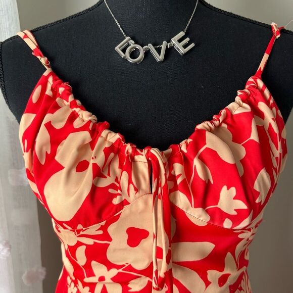 RESA Juniper Frida Red and Cream Floral Mini Dress Size XS - Picture 3 of 17